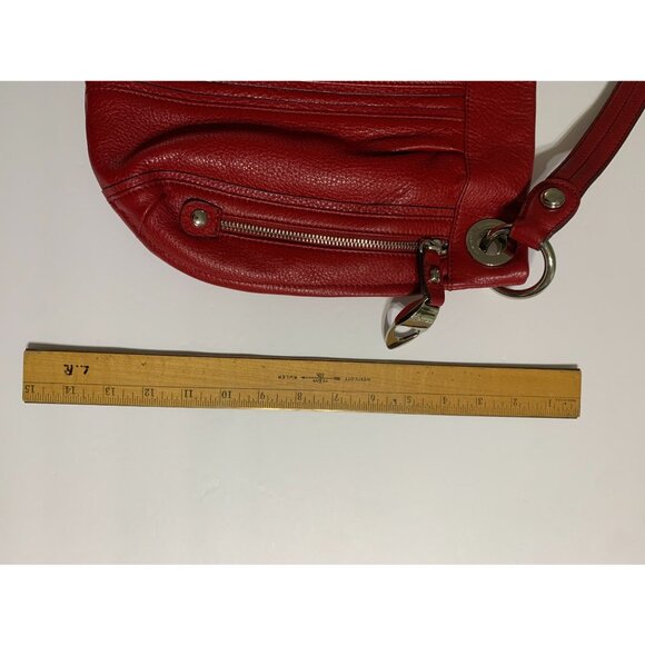 B. Makowsky Red Soft Pebble Leather Crossbody Bag - Picture 15 of 16